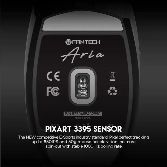 Alt view image 3 of 6 - FANTECH ARIA XD7 Wireless Gaming Mouse Pixart 3395 Gaming Sensor 26000 DPI, HUANO Switches, Super Lightweight 59 Grams and Ambidextrous Egg Shape, 3 Mode Connectivity, Black
