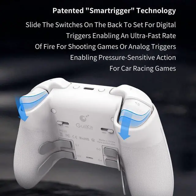 Alt view image 4 of 7 - GuliKit KK3Max Game Controller Hall Effect Joysticks Analog & Digital Triggers Wireless Pro 1000HZ Polling Rate Maglev/HD/Rotory Vibration Compatible with Switch/PC/Android/Steam Deck, Switch2 Wake Up