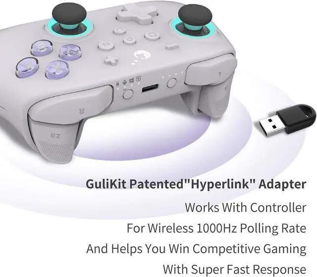 Alt view image 5 of 7 - GuliKit KK3Max Game Controller Hall Effect Joysticks Analog & Digital Triggers Wireless Pro 1000HZ Polling Rate Maglev/HD/Rotory Vibration Compatible with Switch/PC/Android/Steam Deck, Switch2 Wake Up
