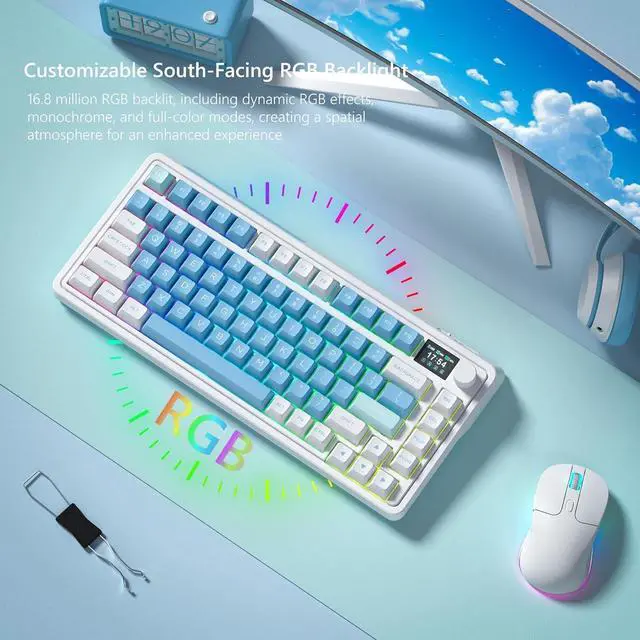 Alt view image 6 of 7 - CMK75 Mechanical Keyboard: 75% Layout w/TFT Color Screen & Knob | Tri-Mode Wireless (2.4G/Bluetooth/Wired) | Hot-Swappable | Programmable | PBT Keycaps