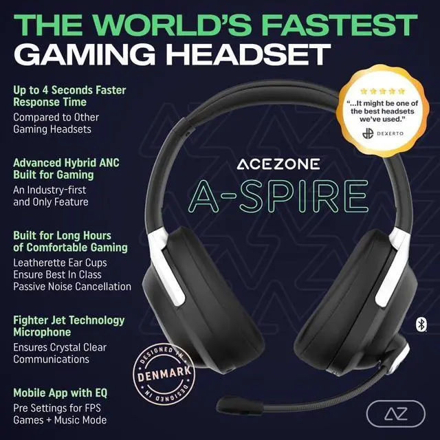 Alt view image 2 of 7 - ACEZONE A-Spire - ANC Gaming Headset - Active Noise Cancellation - Noise Cancelling Flip-to-Mute Microphone - Mobile App - Lightweight - Windows PC - PS4 - PS5 - Xbox - Switch - Android - iOS - Mac
