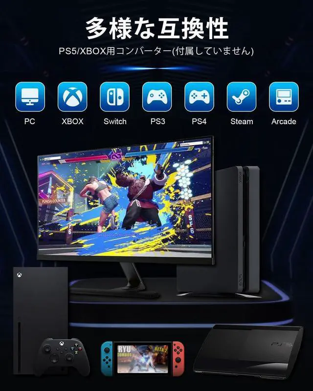 Alt view image 3 of 6 - Haute42 Leverless Controller for Arcade Gaming: T16 Crystal Series - Acrylic Sandwich Artwork Template -Crystal Low-profile Switches - Custom RGB - Arcade Controller for PC/PS4/PS3/Switch(Black)