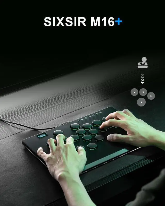 Alt view image 2 of 7 - SIXSIR Leverless Arcade Stick Gaming Controller M16+ Large & Slim Aluminum Alloy Template - 16 Key Crystal Low-profile Switches - Custom RGB Leverless Controller for PC/PS4/PS3/Switch