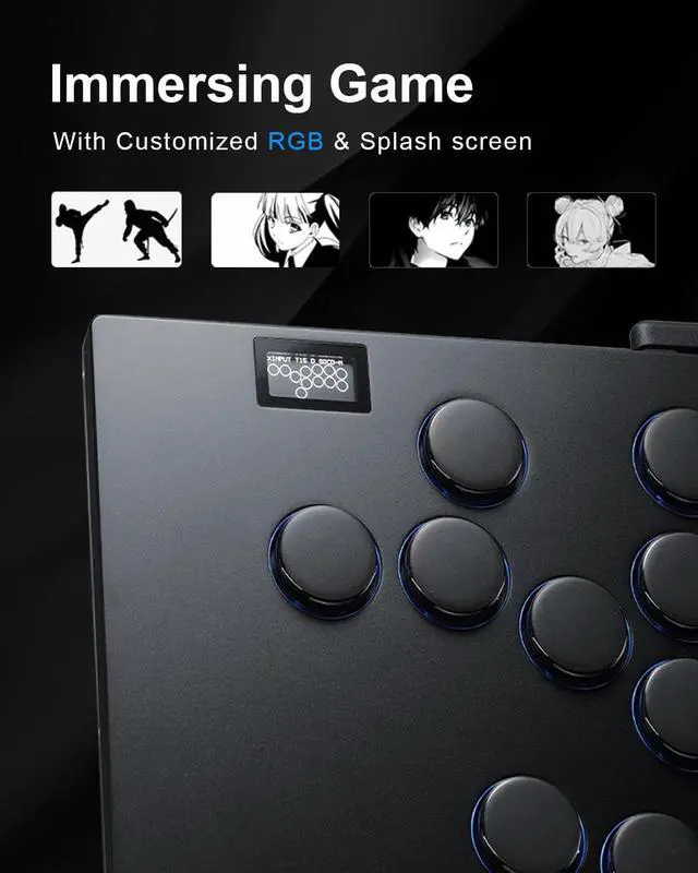 Alt view image 6 of 7 - SIXSIR Leverless Arcade Stick Gaming Controller M16+ Large & Slim Aluminum Alloy Template - 16 Key Crystal Low-profile Switches - Custom RGB Leverless Controller for PC/PS4/PS3/Switch