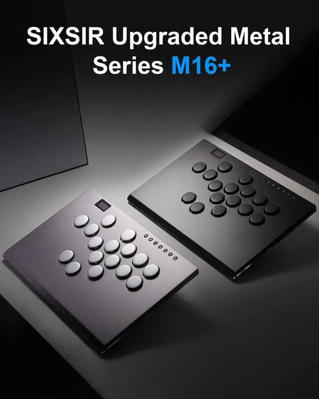 Alt view image 7 of 7 - SIXSIR Leverless Arcade Stick Gaming Controller M16+ Large & Slim Aluminum Alloy Template - 16 Key Crystal Low-profile Switches - Custom RGB Leverless Controller for PC/PS4/PS3/Switch