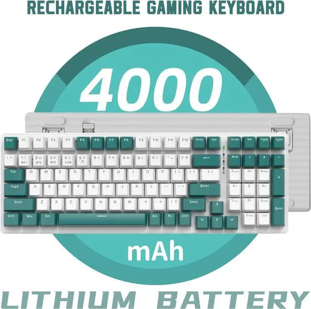 Alt view image 5 of 7 - ATTACK SHARK K6 Bluetooth Keyboard 5.0/2.4G/USB-C-96% 100 Keys Wireless Gaming Keyboard 4000mAh Battery Hot Swappable Mechanical Keyboard RGB Wire-Cloud Wrist Rest for Computer Win/Mac(Clicky Blue)