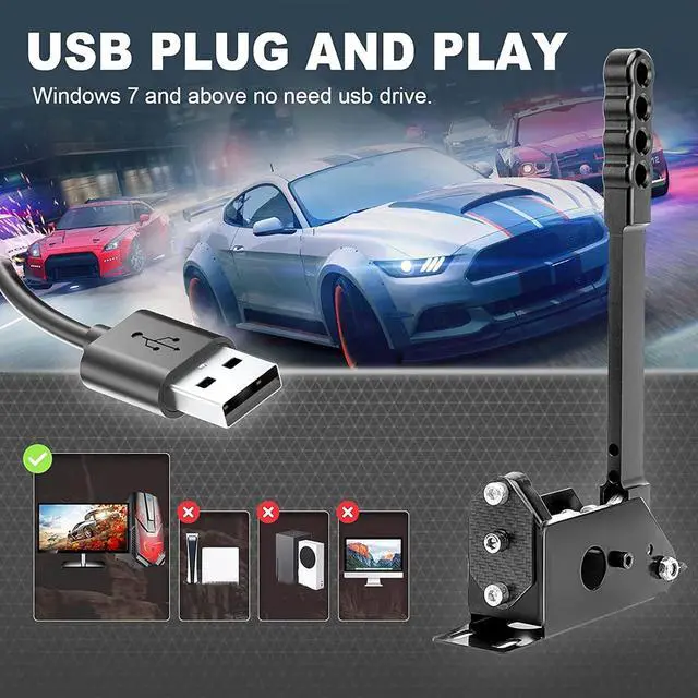 Alt view image 3 of 7 - Zopsc 64 Bit USB PC Handbrake, PC Racing Game USB Handbrake for G27 G29 G920 G923 T500 T300, 51in USB Cable Simulate Linear E Handbrake for Racing Games [video game]