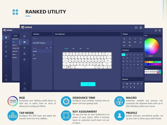 Alt view image 7 of 7 - Ranked G65 Guardian 65% | Full Aluminum Frame | Ultra Slim Hot Swappable Mechanical Gaming Keyboard | 68 Keys Multi Color RGB LED Backlit for PC/Mac Gamer (Black, Gateron Low Profile Brown)