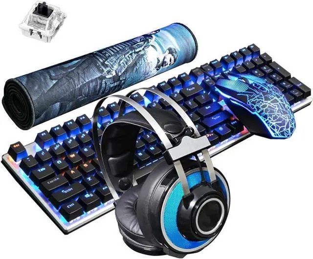 Main image of Three-Piece Mechanical Keyboard and Mouse with Headphone,Gaming Keyboard and Mouse for Windows Desktop, Computer (Color : B)