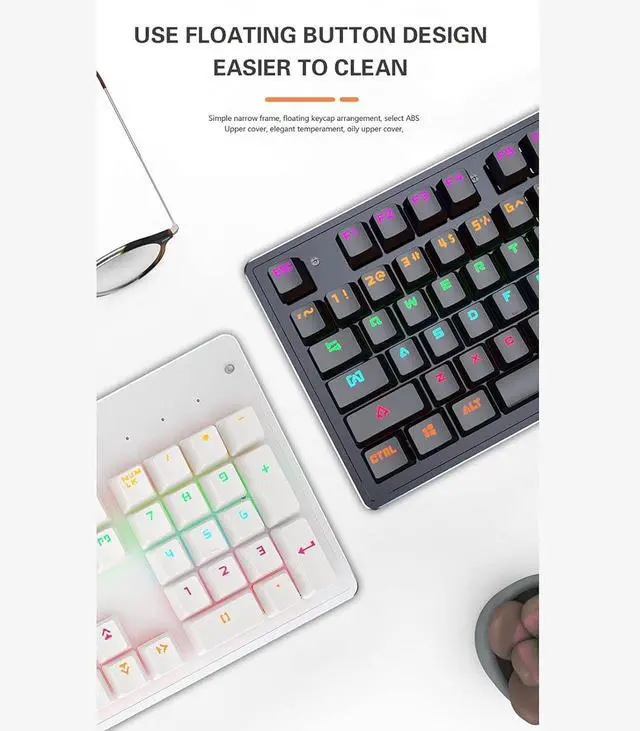 Alt view image 4 of 6 - LJFLI Gaming Keyboard Mechanical Wired E-Sports Game Green axis Office Computer Keyboard