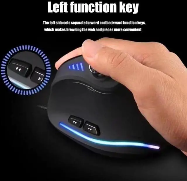 Alt view image 4 of 7 - Vertical Gaming Mouse Vertical Ergonomic Mouse with Joystick Control Adjustable 10000DPI for Gamers/PC/Laptop/Desktop