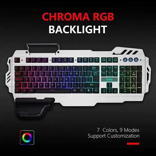 Alt view image 2 of 6 - NCRD Mechanical Keyboard and Mouse Combo RGB Gaming 104 Keys Wired USB Keyboards with Detachable Wrist Rest, for PC Gamer Computer Desktop