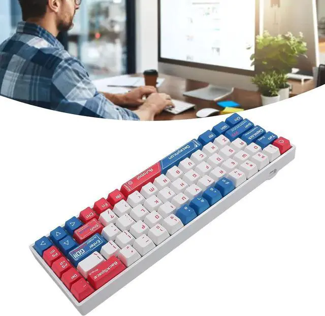 Alt view image 4 of 7 - 60% Percent Gaming Keyboard, Mechanical RGB 60 Percent Keyboard with Hot Swappable Blue Switch, 68 Keys, Tri Mode BT5.0/Type C Wired/2.4GHz Cordless Keyboard for PC Gamers