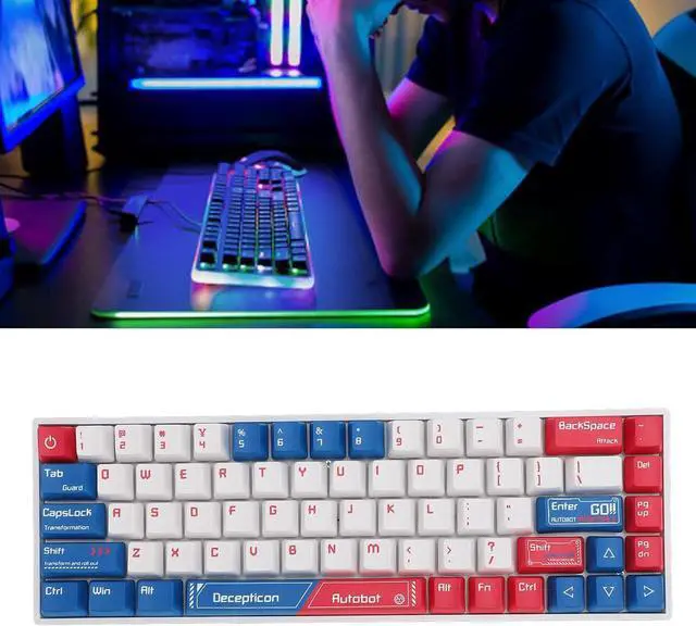Alt view image 4 of 7 - Mechanical Gaming Keyboard, RGB Backlit BT Keyboard with Red Switch, 68 Keys Compact Keyboard for Laptop PC Gamer