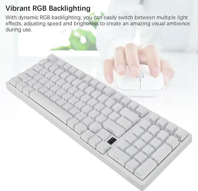Alt view image 4 of 7 - Gaming Keyboard, 98 Key RGB Backlit Mechanical Keyboard BT 2.4G BT3.0 5.0 Type C Wired Mechanical Gaming Keypad Wired Computer Keyboard for PC Laptop for Game and Office