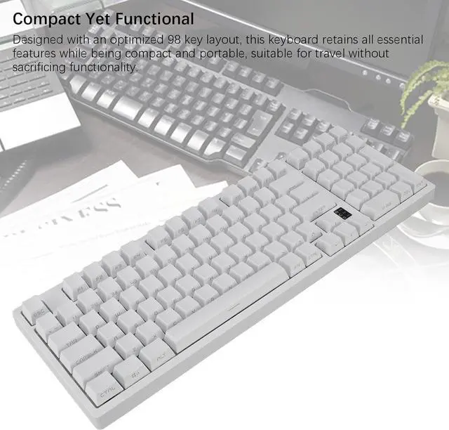 Alt view image 5 of 7 - Vikye Gaming Keyboard, 98 Keys RGB Backlight Mechanical Keyboard, Three Mode Connectivity, USB C Power for Tablet Computer Phone, Brown Switch
