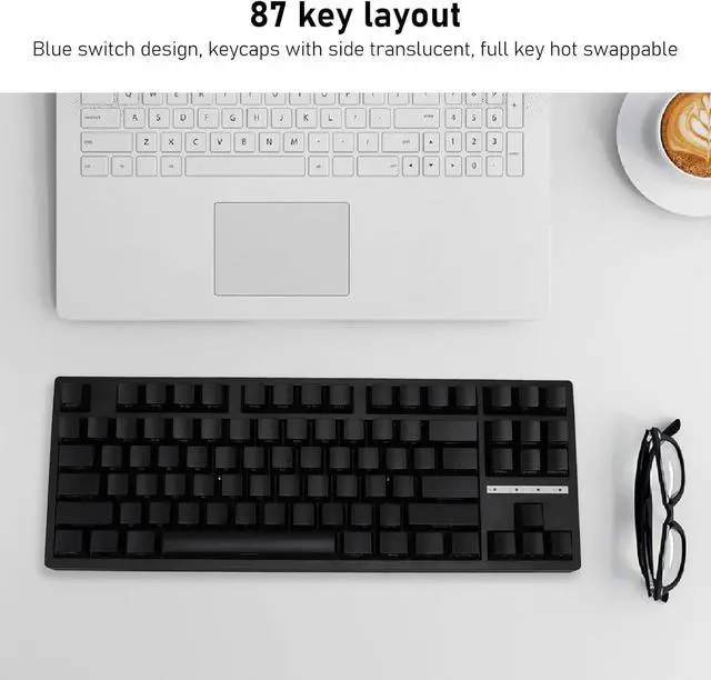 Alt view image 6 of 7 - Gaming Keyboard, RGB Backlit 87 Keys 3.0 5.0 Type C Wired Blue Switch Mechanical Gaming Keyboard for PC Laptop RGB Multiple Lighting Modes