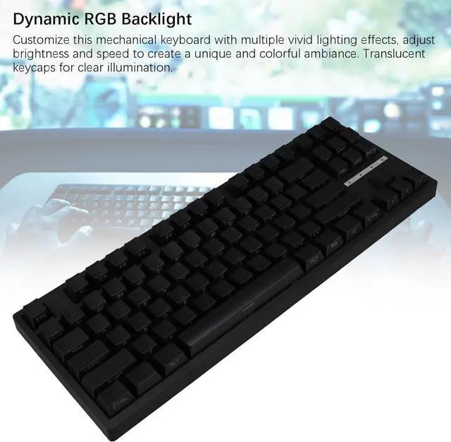 Alt view image 5 of 7 - Gaming Keyboard, RGB Backlit 87 Keys 3.0 5.0 Type C Wired Blue Switch Mechanical Gaming Keyboard for PC Laptop RGB Multiple Lighting Modes