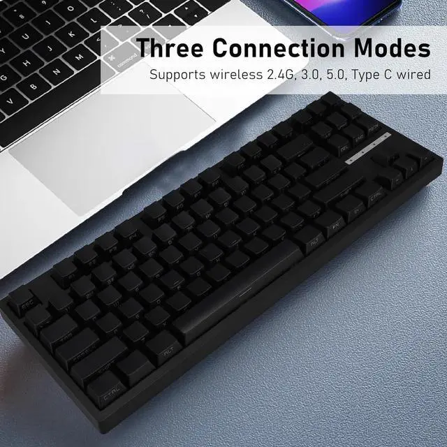 Alt view image 2 of 7 - Gaming Keyboard, RGB Backlit 87 Keys 3.0 5.0 Type C Wired Blue Switch Mechanical Gaming Keyboard for PC Laptop RGB Multiple Lighting Modes