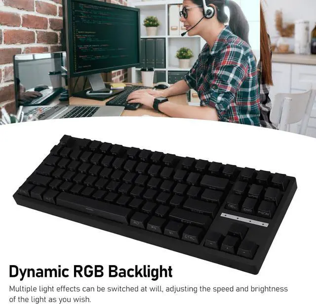 Alt view image 3 of 7 - Gaming Keyboard, RGB Backlit 87 Keys 3.0 5.0 Type C Wired Blue Switch Mechanical Gaming Keyboard for PC Laptop RGB Multiple Lighting Modes
