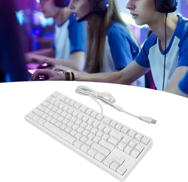 Alt view image 2 of 7 - F87 Mechanical Keyboard, Conversion Function Wired Mechanical Keyboard White Light Brown Switch 87 Keys Professional Gaming Chip for Home (White)