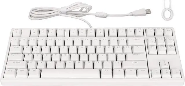 Alt view image 5 of 7 - Mechanical Keyboard, 87 Keys Sensitive Operation White Light Staggered Layout Wired Keyboard for Office (White)