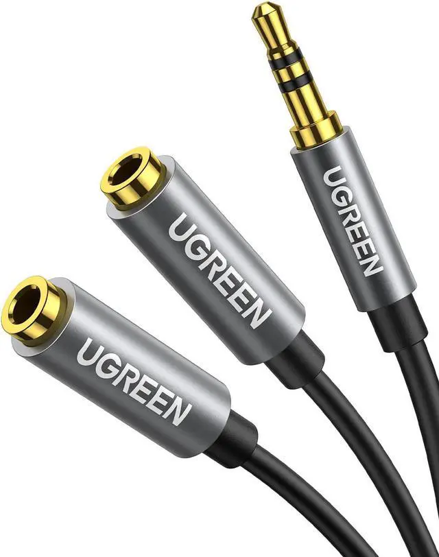 Main image of UGREEN Headphone Splitter 3.5mm Audio Stereo Y Splitter Extension Cable Male to Female Dual Headphone Jack Adapter for Earphone Headset Compatible with iPhone Samsung Tablet Laptop Black