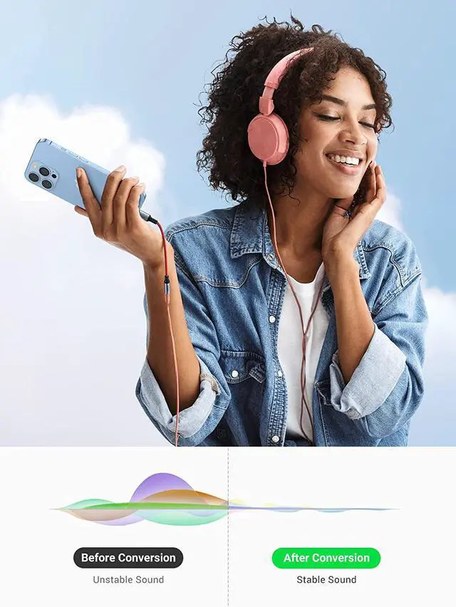 Alt view image 3 of 7 - UGREEN Headphones Adapter for Apple MFi Certified iPhone Lightning to 3.5mm Jack Converter Compatible with iPhone 13/13 mini/13 Pro/13 Pro Max/12/12 Pro Max/11 Pro Max/X/XR/XS/7/7P/8/8P, iPad 9, Red