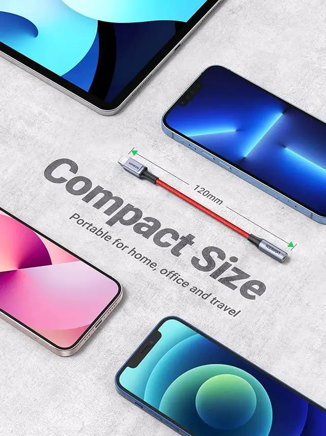 Alt view image 7 of 7 - UGREEN Headphones Adapter for Apple MFi Certified iPhone Lightning to 3.5mm Jack Converter Compatible with iPhone 13/13 mini/13 Pro/13 Pro Max/12/12 Pro Max/11 Pro Max/X/XR/XS/7/7P/8/8P, iPad 9, Red