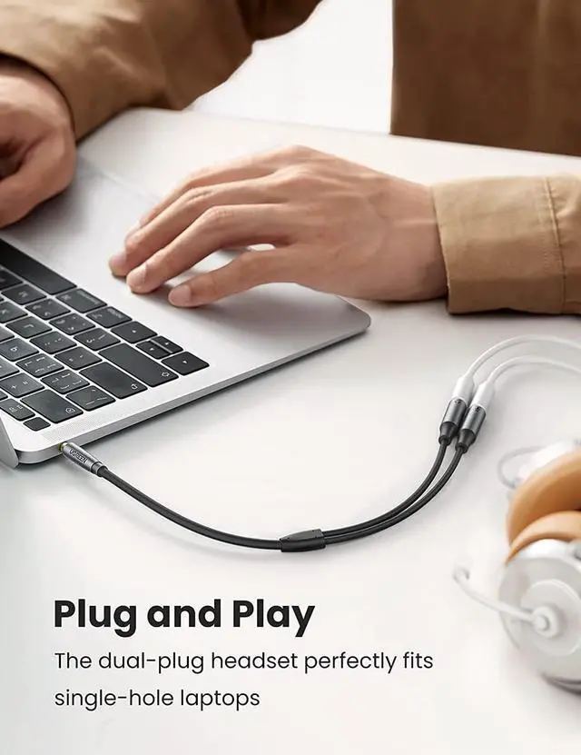 Alt view image 2 of 7 - UGREEN Headphone Splitter Headset Splitter Audio Mic Y Adapter Braided 3.5mm TRRS Male to 2 Female Cable with MIC Compatible with PS5 PS4 Xbox One Controller, Phone to Earphone, Gaming Speaker