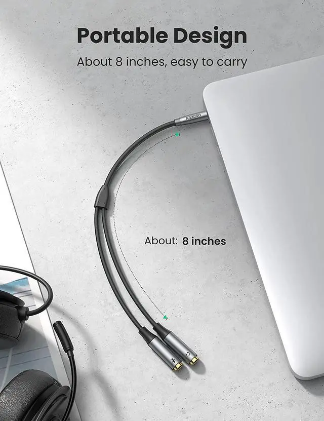 Alt view image 6 of 7 - UGREEN Headphone Splitter Headset Splitter Audio Mic Y Adapter Braided 3.5mm TRRS Male to 2 Female Cable with MIC Compatible with PS5 PS4 Xbox One Controller, Phone to Earphone, Gaming Speaker