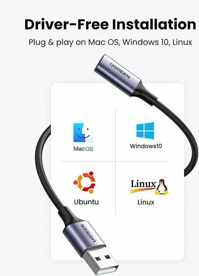 Alt view image 6 of 7 - UGREEN USB A to Lightning Audio Adapter Cable MFi Certified Nylon Braided USB 3.0 Male to Lightning Female Dongle Converter Support Volume Control Mic Compatible with MacBook Computer PC Headphone