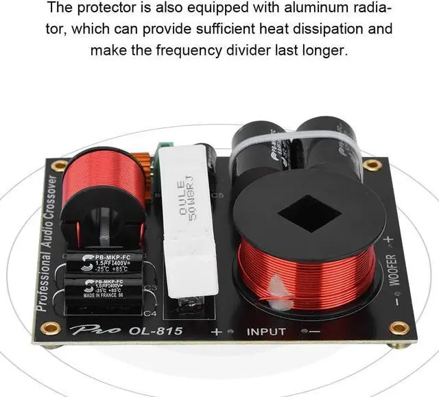 Alt view image 4 of 7 - 2-Way Speaker Divider, 500W Long Durability Crossover Filter, Frequency Divider, for All 12-18inch Stage Professional High Power Speaker