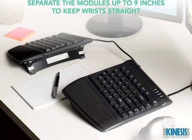 Alt view image 3 of 7 - KINESIS Freestyle2 USB-A Ergonomic Keyboard w/ VIP3 Lifters for PC (9" Separation) (KB820PB-US)
