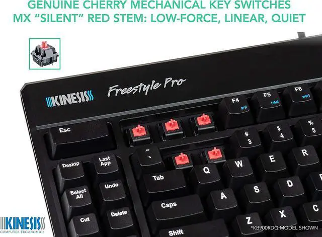 Alt view image 7 of 7 - KINESIS USB-A Freestyle Pro Quiet Ergonomic Split Mechanical Keyboard (Cherry MX Silent Red Switches)
