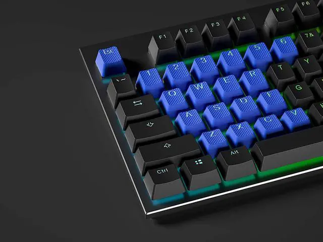 Alt view image 3 of 6 - HK Gaming Rubber Keycaps Set | Anti-Slip Texture | Doubleshot Backlit Keycap Set | 23 Keys OEM Profile Key Set | for Mechanical Keyboard | Compatible with Cherry MX, Gateron, Kailh | Dark Blue