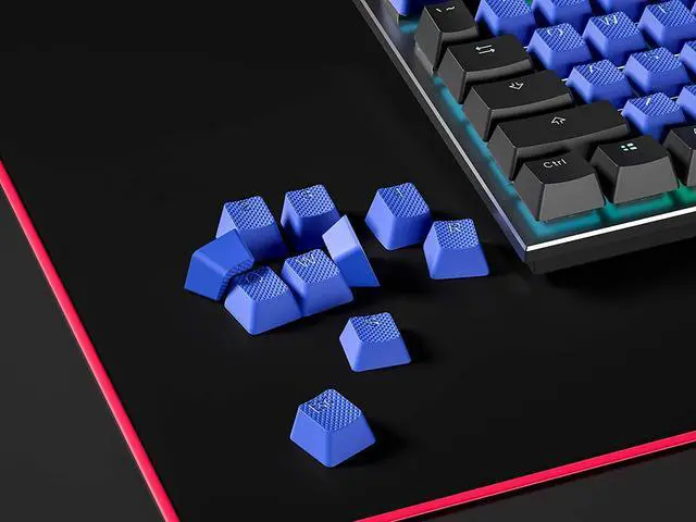 Alt view image 4 of 6 - HK Gaming Rubber Keycaps Set | Anti-Slip Texture | Doubleshot Backlit Keycap Set | 23 Keys OEM Profile Key Set | for Mechanical Keyboard | Compatible with Cherry MX, Gateron, Kailh | Dark Blue