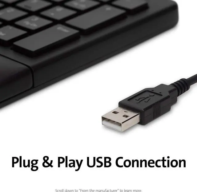 Alt view image 7 of 7 - Kensington Pro Fit Ergonomic Wired Keyboard- Black (K75400US)