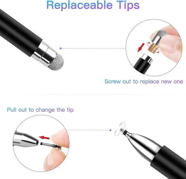 Alt view image 3 of 7 - Stylus for iPad (2 Pcs) StylusHome Magnetic Disc Universal Stylus Pens Touch Screens for /iPhone/Ipad pro/Mini/Air/Android//Surface All Capacitive Touch Screens - Black/Rose Gold