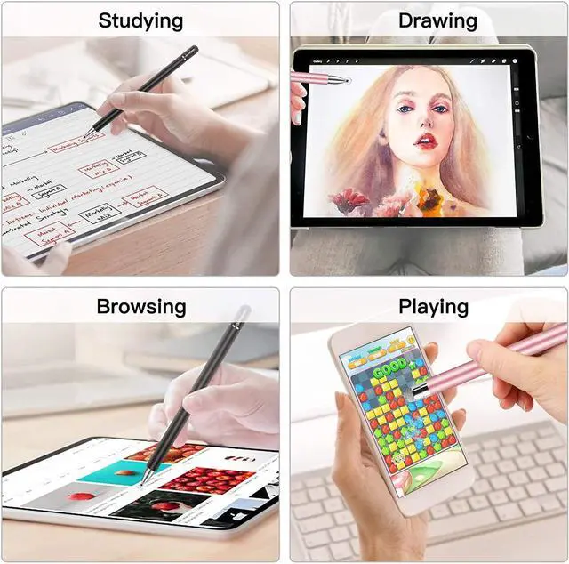 Alt view image 5 of 7 - Stylus for iPad (2 Pcs) StylusHome Magnetic Disc Universal Stylus Pens Touch Screens for /iPhone/Ipad pro/Mini/Air/Android//Surface All Capacitive Touch Screens - Black/Rose Gold