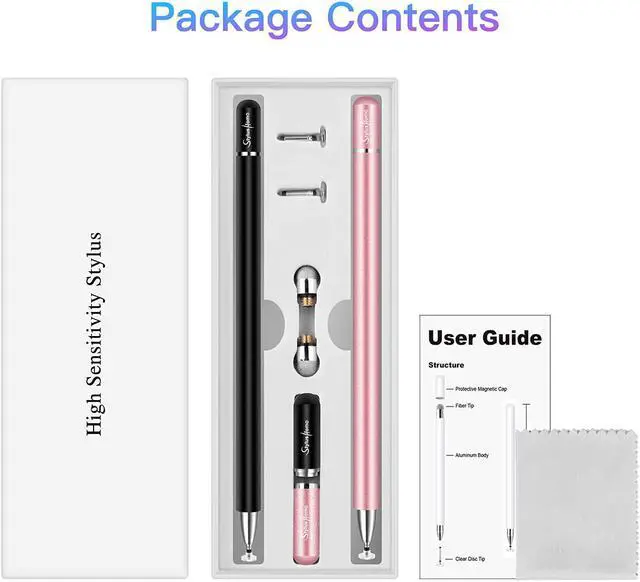 Alt view image 7 of 7 - Stylus for iPad (2 Pcs) StylusHome Magnetic Disc Universal Stylus Pens Touch Screens for /iPhone/Ipad pro/Mini/Air/Android//Surface All Capacitive Touch Screens - Black/Rose Gold