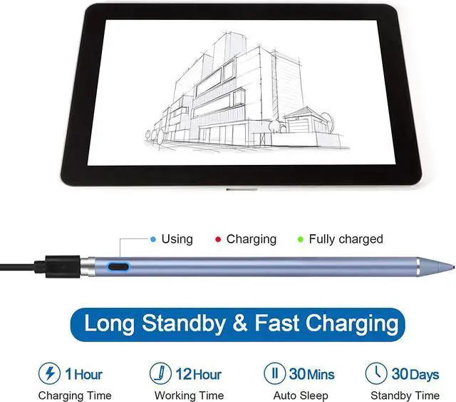 Alt view image 4 of 7 - Active Stylus Pens for Touch Screens Active Pencil Smart Digital Pens Fine Point Stylist Pen Compatible with iPhone iPad /Android Smart Phone&Tablet Writing Drawing by