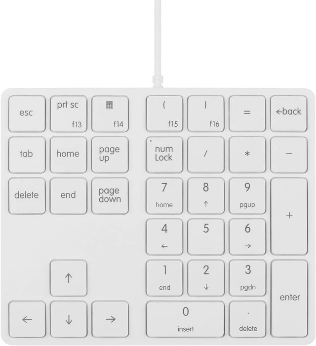 Main image of Merdia Numeric Keypads Wired Numpad 34 Keys External Mini Slim Keyboard Magic Force for Financial Cashier Securities-White | Laptop Accessories | Num Pad | Number keypad for Laptop | Work Keyboard