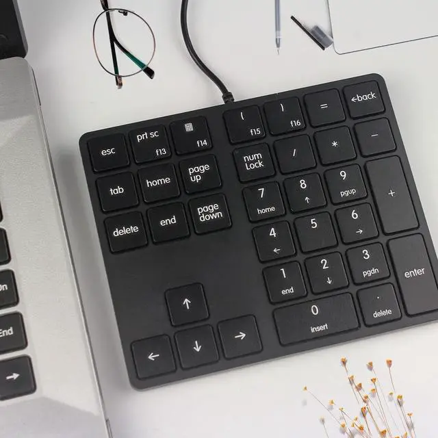 Alt view image 3 of 6 - Merdia Numeric Keypads Wired Numpad 34 Keys External Mini Slim Keyboard Magic Force for Financial Cashier Securities-Black| Laptop Accessories | Num Pad | Number keypad for Laptop | Work Keyboard