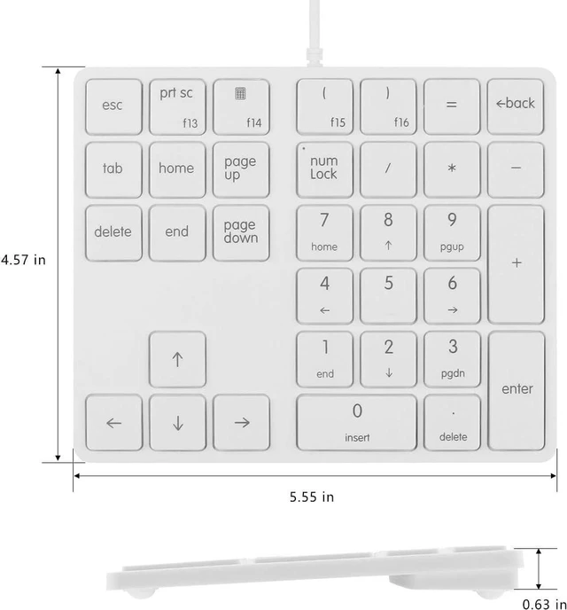 Alt view image 2 of 6 - Merdia Numeric Keypads Wired Numpad 34 Keys External Mini Slim Keyboard Magic Force for Financial Cashier Securities-White | Laptop Accessories | Num Pad | Number keypad for Laptop | Work Keyboard