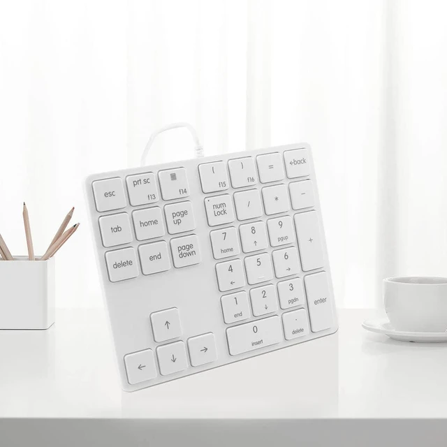 Alt view image 3 of 6 - Merdia Numeric Keypads Wired Numpad 34 Keys External Mini Slim Keyboard Magic Force for Financial Cashier Securities-White | Laptop Accessories | Num Pad | Number keypad for Laptop | Work Keyboard