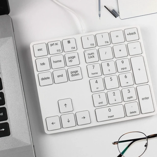 Alt view image 4 of 6 - Merdia Numeric Keypads Wired Numpad 34 Keys External Mini Slim Keyboard Magic Force for Financial Cashier Securities-White | Laptop Accessories | Num Pad | Number keypad for Laptop | Work Keyboard