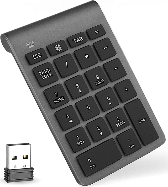 Main image of Foloda Number Pad for Laptop, 10 Keys USB Number Numeric Keypad Numpad, 22 Keys Wireless Numberpad Keyboard Laptop Accessories for PC Desktop Surface Pro Notebook