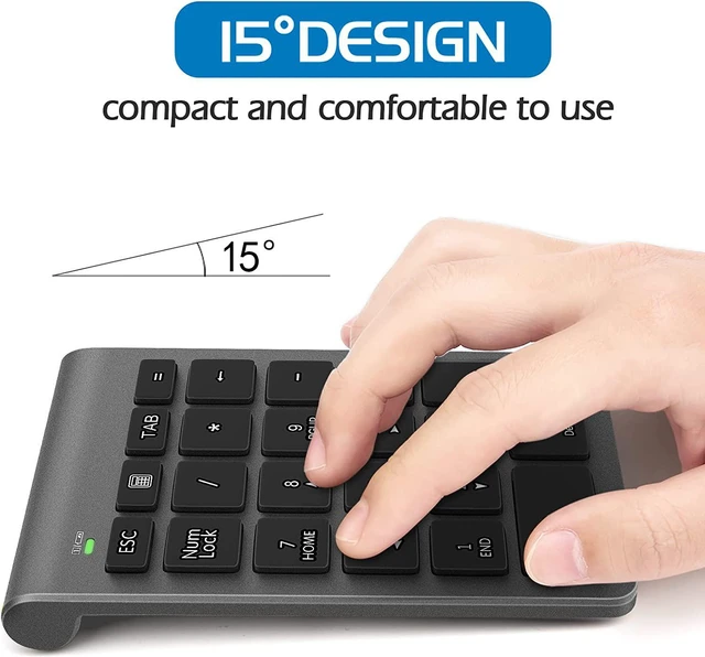 Alt view image 2 of 7 - Foloda Number Pad for Laptop, 10 Keys USB Number Numeric Keypad Numpad, 22 Keys Wireless Numberpad Keyboard Laptop Accessories for PC Desktop Surface Pro Notebook