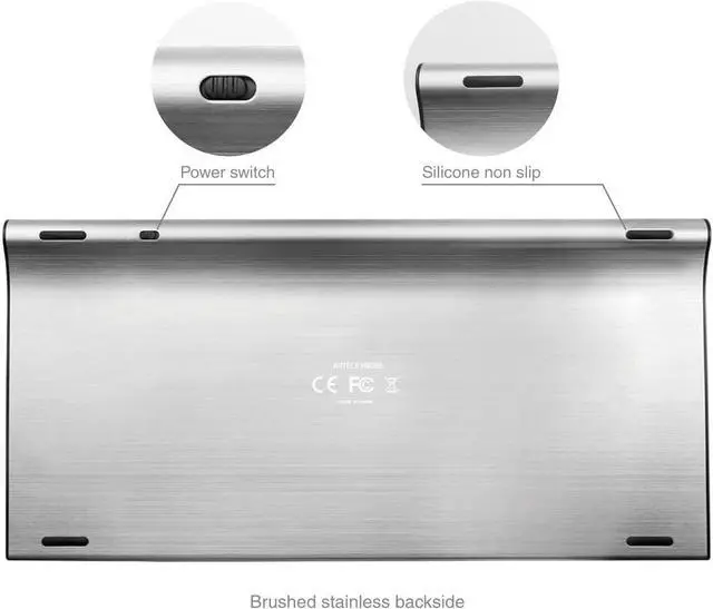 Alt view image 2 of 7 - Arteck Bluetooth Keyboard, Stainless Steel Universal Portable Wireless Bluetooth Keyboard for iOS iPad 10.2-inch, Air, Pro, Mini, Android, Windows Tablets PC Smartphone Built in Rechargeable Battery